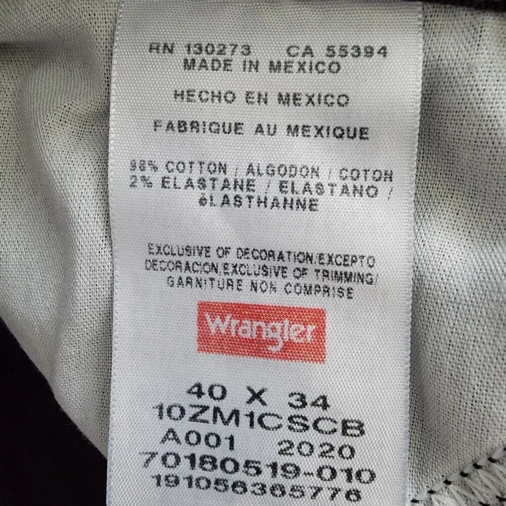 Wrangler Jeans Authentics Mens 40 W 34 L Straight Leg 10ZM1CSCB NEW Cowboy Ranch